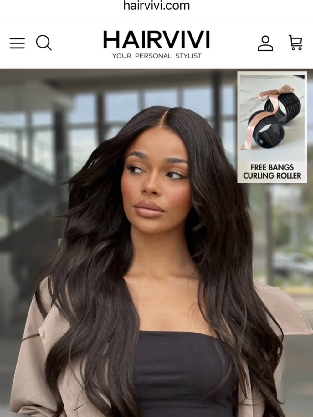 HairVivi Rylee Natural Black Long Wavy Lace Front Women's Wig 22”